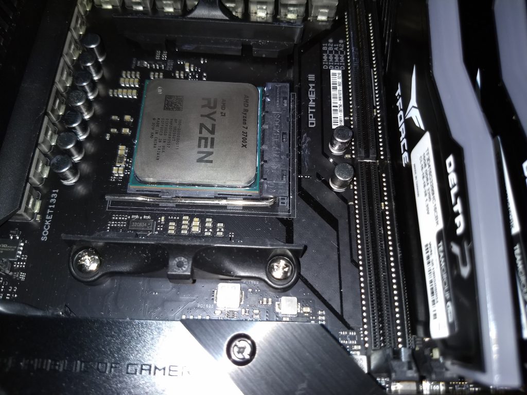 CPU in motherboard close-up